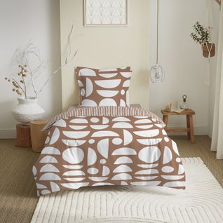Parure De Couette Réversible Pour Lit 90 X 190 Cm Mykonos Sienne