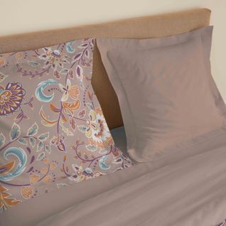 Parure De Draps 4 Pièces "vanessa" Pour Lit 160 X 200 Cm "grande Largeur" Bergame Nude