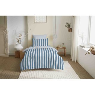 Pack Complet Housse De Couette Réversible "vanessa" 4 Pièces Pour Lit 90 X 190 Florence Denim