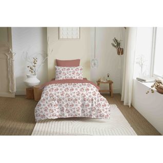 Pack Complet Housse De Couette Réversible "vanessa" 4 Pièces Pour Lit 90 X 190 Eloise Abricot
