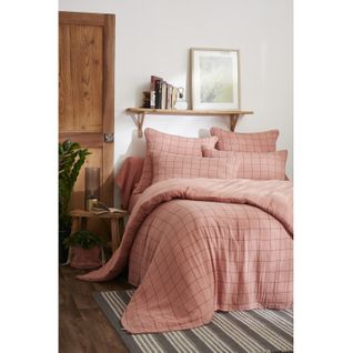 Housse De Couette Réversible "gaïa Match" Tissé-teint Grands Carreaux - 200x200 Cm - "gaze De Coton"