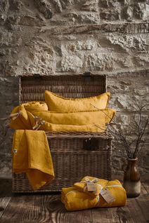 Taie D’oreiller 60 X 60 Cm – Lin Lavé Français Luxe Soline - Miel