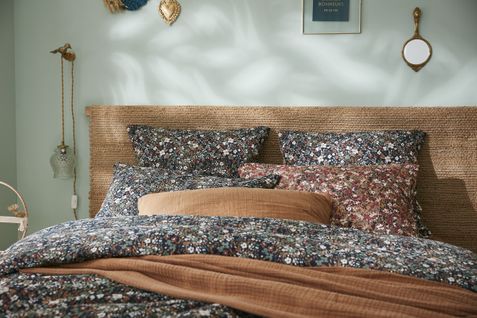 Taie D’oreiller 60 X 60 Cm – Gaze De Coton Imprimée Capucine Minuit