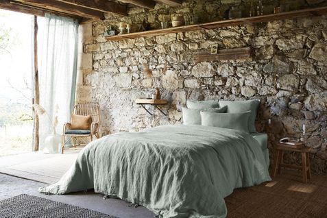 Drap Housse Luxe En Lin Lavé Français 180 X 200 Cm – Soline Eucalyptus