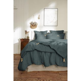 Drap Plat En Lin Lavé 270 X 300 Cm – Soline Ardoise