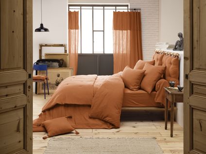 Drap-housse 140 X 190 Cm – Double Gaze De Coton 125 G/m² – Gaïa Abricot