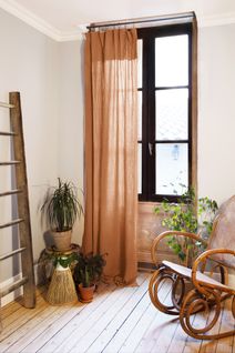 Rideau Ajustable + 8 Anneaux Pince 140 X 300 Cm – Gaze De Coton Gaïa – Abricot