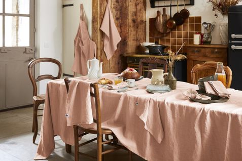 Nappe Rectangle 170 X 350 Cm – Lin Lavé – Vieux Rose