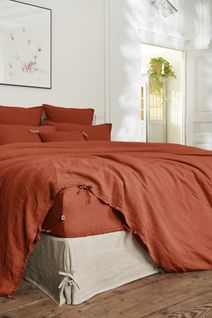 Drap Housse 90 X 190 Cm – Lin Lavé Français Luxe Soline – Paprika