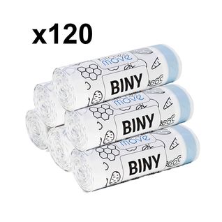 120 Sacs Poubelles Biny Blanc Plastique 50l