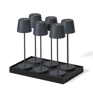 6 Lampes LED Avec Plateau De Chargement Kelly Gris Metal H38cm