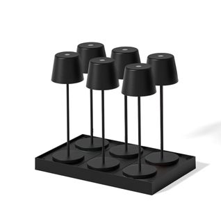 6 Lampes LED Avec Plateau De Chargement Kelly Noir Metal H38cm