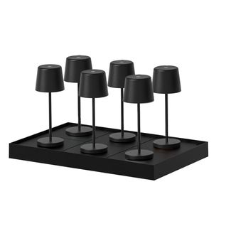 6 Mini Lampes Avec Plateau De Chargement Kelly Mini Noir Aluminium H22cm