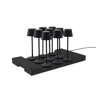 9 Lampes Avec Plateau De Chargement Emily Noir Aluminium H25cm