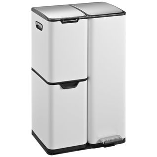 Poubelle De Cuisine Tri Sélectif Haja Blanc Acier Inoxydable 60l