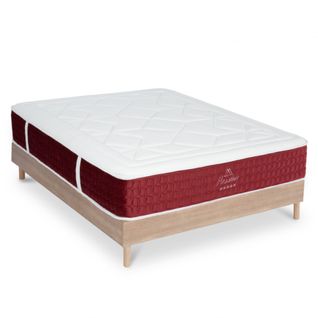 Ensemble Matelas Aubertin Ressorts Ensachés Accueil Mémoire Et Sommier Kit Bois - 160 X 200 Cm