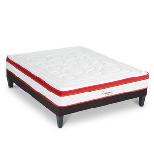 Matelas Suprême Mousse Haute Densité Accueil Mémoire De Forme Et Sommier Tissu Gris - 90 X200 Cm