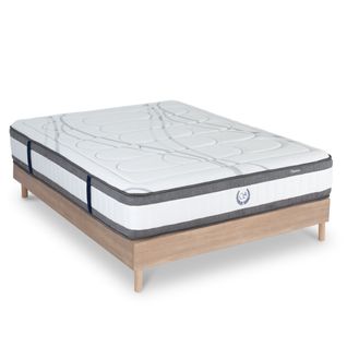 Ensemble Matelas Signature Ressorts Ensachés Accueil Mémoire Et Sommier Kit Bois - 160 X 200 Cm
