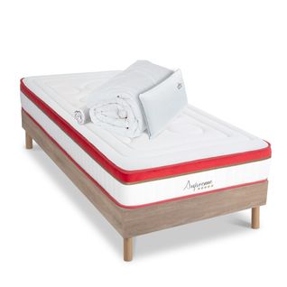 Matelas Altesse Mousse  Accueil Mémoire De Forme+ Sommier Bois + Accessoires - 90 X190 Cm