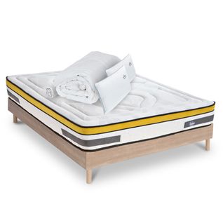 Ensemble Matelas Aubertin Ressorts Ensachés Accueil Mémoire + Sommier + Accessoires - 180 X 200