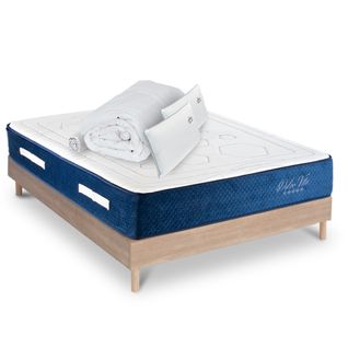 Ensemble Matelas Dolce Vita Ressorts Ensachés Accueil Mémoire + Sommier + Accessoires - 160 X 200