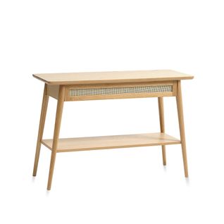 Console 2 Plateaux 1 Tiroir - Bois Et Rotin - Capri