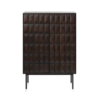 Buffet Haut 2 Portes 2 Tiroirs Bois Foncé 90x130x44,8 Cm
