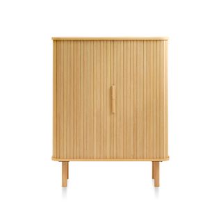 Buffet Haut 2 Portes Bois Naturel 90x113x40 Cm
