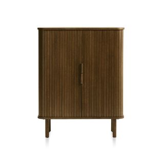 Buffet Haut 2 Portes Bois Foncé 90x113x40 Cm