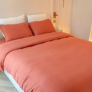 Drap-housse Gaze De Coton Teracotta 90x190 Cm