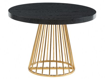 Table à Manger Extensible 2 à 12 Personnes En Mdf Et Acier - Noir Et Doré - Firela