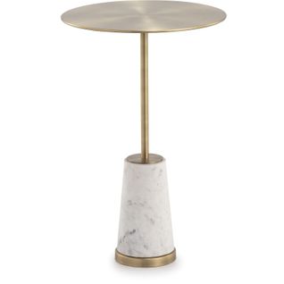 Table D’appoint 35x16x61 Marbre Blanc/métal Doré