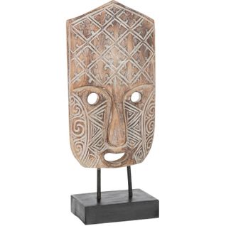 Masque Éthnique Bois Clair Bois 17x15x41cm