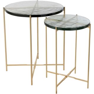 Tables Gigognes (x2) Doré Fer 50x50x58cm