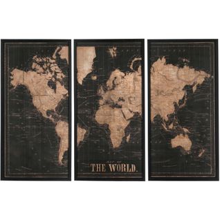 Cadres Mappemonde (x3) Marron Bois 181,5x3,5x120,2cm