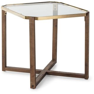 Table D’appoint 60x60x60 Verre/bois/métal Doré