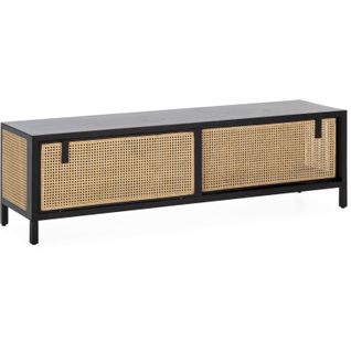 Meuble TV Bois Noir 160x42x48cm