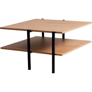 Table Basse Métal Bois Clair 80x85x45cm