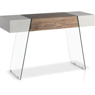 Table D’appoint Verre Bois Foncé 120x40x73cm
