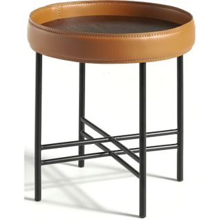 Table Basse Cuir Marron 42x42x45cm