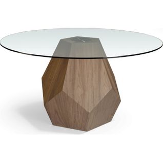Table à Manger Verre Bois Foncé 150x150x74cm