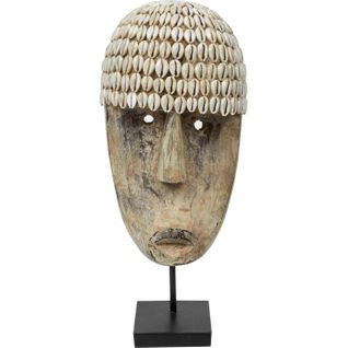 Masque Cauri Ethnique Sur Pied En Bois