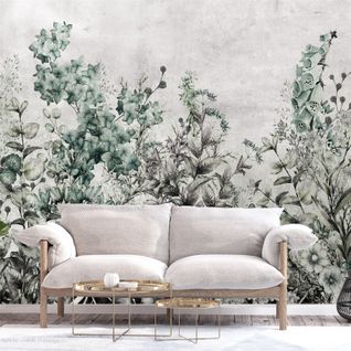 Papier Peint Mystère Des Herbes 250 X 175 Cm Gris