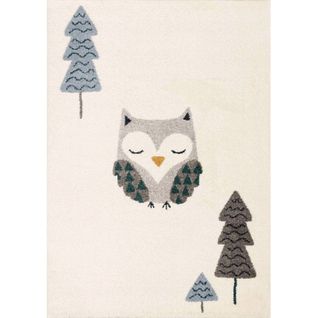Tapis Enfant Chouette Endormie 160 X 230 Cm Blanc