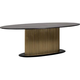 Table De Salle à Manger Design Oval Marbre Noir Et Bronze