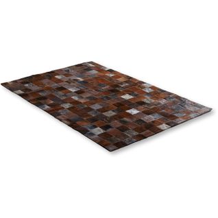 Tapis Patchwork En Cuir Aux Nuances De Brun Sophistiqué