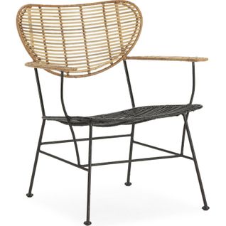 Fauteuil Élégance Osier Métal Noir