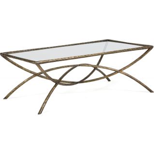 Table Basse Élégante En Verre Et Métal Doré Antique