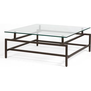 Table Basse Design Verre Et Métal Bronze