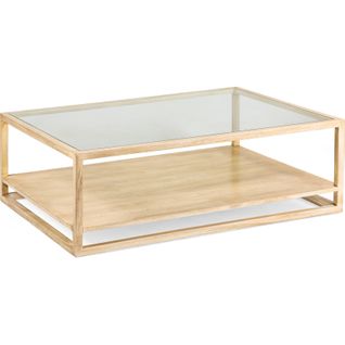 Table Basse Élégante Verre Et Cèdre Blanc Voilé